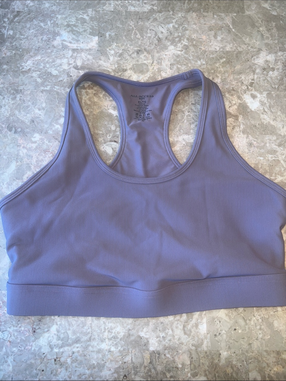 ALL ACCESS Lavender Ribbed Front Row Sports Bra Size XL NWOT